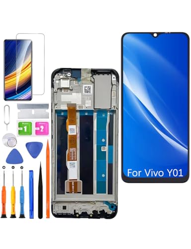 HLYGZX Ersatz Display für Vivo Y01 LCD Bildschirm, V2166 Display Bildschirm Touch Digitizer Assembly Reparaturteile Kit(Schwarz mit Rahmen) von HLYGZX