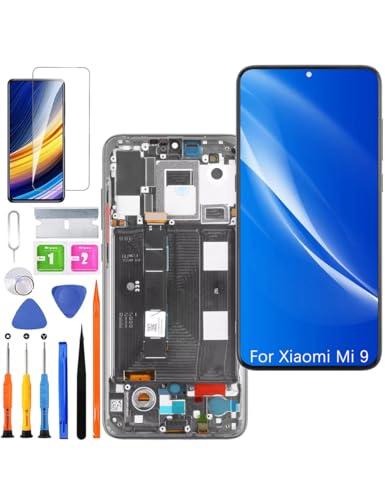 HLYGZX Ersatz Display für Xiaomi Mi 9 LCD Bildschirm TFT, M1902F1G Display Bildschirm Touch Digitizer Assembly Reparaturteile Kit(Schwarz mit Rahmen, Ohne Fingerabdruck) von HLYGZX