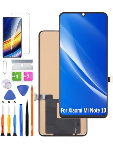 HLYGZX Ersatz Display für Xiaomi Mi Note 10 Lite/Mi Note 10 Pro LCD-Bildschirm TFT, für Mi Note 10 Bildschirm Display Digitizer Reparaturteile Kit(Ohne Fingerabdruck, Not Curved Screen) von HLYGZX