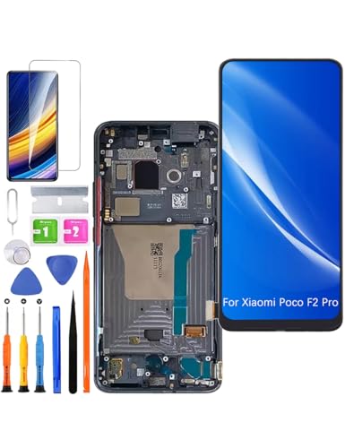 HLYGZX Ersatz Display für Xiaomi Poco F2 Pro LCD Bildschirm TFT, M2004J11G Display Bildschirm Touch Digitizer Assembly Reparaturteile Kit(Schwarz mit Rahmen, Ohne Fingerabdruck) von HLYGZX