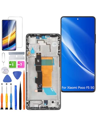 HLYGZX Ersatz Display für Xiaomi Poco F5 5G LCD Bildschirm TFT, 23049PCD8G 23049PCD8I Display Bildschirm Touch Digitizer Assembly Reparaturteile Kit(Schwarz mit Rahmen) von HLYGZX