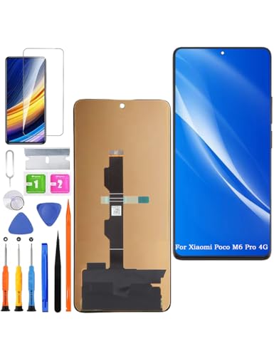 HLYGZX Ersatz Display für Xiaomi Poco M6 Pro 4G LCD Bildschirm TFT, für Xiaomi Poco M6 Pro Display Bildschirm Touch Digitizer Assembly Reparaturteile Kit(Ohne Fingerabdruck) von HLYGZX