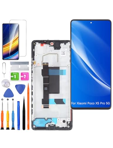 HLYGZX Ersatz Display für Xiaomi Poco X5 Pro 5G LCD Bildschirm TFT, 22101320G Display Bildschirm Touch Digitizer Assembly Reparaturteile Kit(Schwarz mit Rahmen) von HLYGZX
