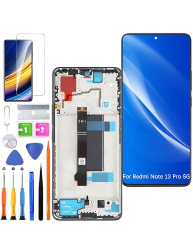 HLYGZX Ersatz Display für Xiaomi Redmi Note 13 Pro 5G LCD Bildschirm TFT, 2312DRA50C Display Bildschirm Touch Digitizer Assembly Reparaturteile Kit(Schwarz mit Rahmen, Ohne Fingerabdruck) von HLYGZX