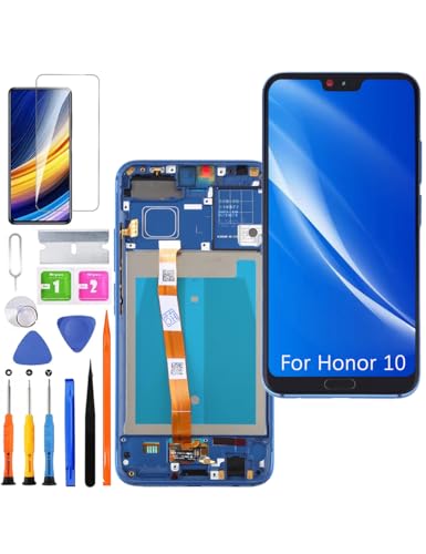 HLYGZX Ersatz Display für Honor 10 LCD Bildschirm, COL-AL10 COL-L29 Display Bildschirm Touch Digitizer Assembly Reparaturteile Kit(Blue mit Rahmen) von HLYGZX
