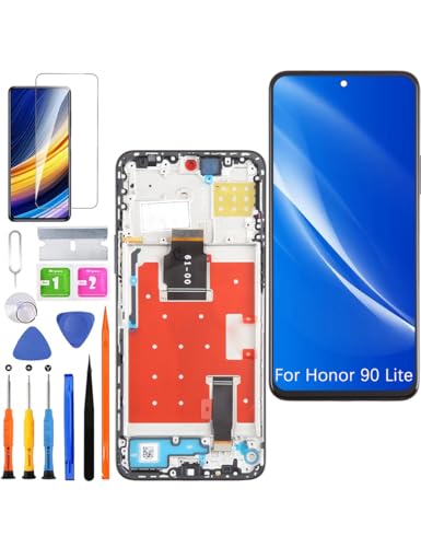 HLYGZX Ersatz Display für Honor 90 Lite LCD Bildschirm, CRT-NX1 Display Bildschirm Touch Digitizer Assembly Reparaturteile Kit(Schwarz mit Rahmen) von HLYGZX