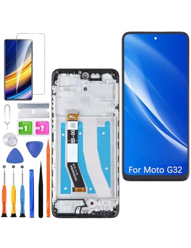 HLYGZX Ersatz Display für Motorola Moto G32 LCD Bildschirm, XT2235 Display Bildschirm Touch Digitizer Assembly Reparaturteile Kit(Schwarz mit Rahmen) von HLYGZX