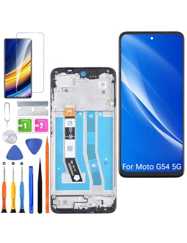 HLYGZX Ersatz Display für Motorola Moto G54 5G LCD Bildschirm, PAYF0010IN Display Bildschirm Touch Digitizer Assembly Reparaturteile Kit(Schwarz mit Rahmen) von HLYGZX
