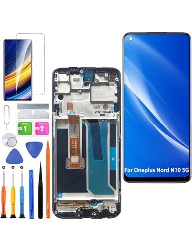 HLYGZX Ersatz Original Display für Oneplus Nord N10 5G LCD Bildschirm, BE2029 BE2025 Display Bildschirm Touch Digitizer Assembly Reparaturteile Kit(Schwarz mit Rahmen) von HLYGZX
