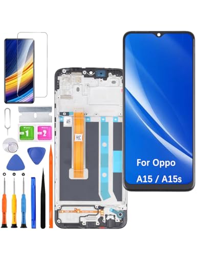 HLYGZX Ersatz Display für Oppo A15 / A15s LCD Bildschirm, CPH2185 CPH2179 Display Bildschirm Touch Digitizer Assembly Reparaturteile Kit(Schwarz mit Rahmen) von HLYGZX