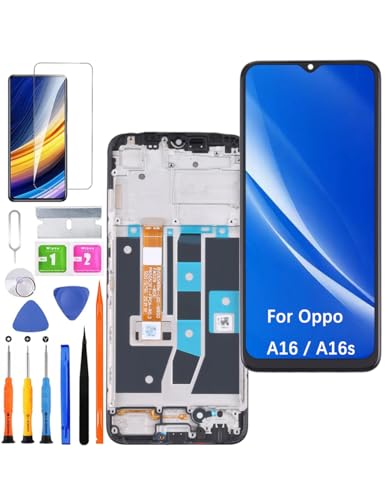 HLYGZX Ersatz Display für Oppo A16 / A16s LCD Bildschirm, CPH2269 CPH2271 Display Bildschirm Touch Digitizer Assembly Reparaturteile Kit(Schwarz mit Rahmen) von HLYGZX