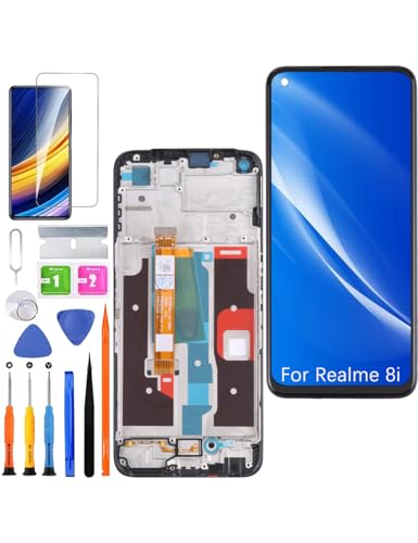 HLYGZX Ersatz Display für Realme 8i LCD Bildschirm, RMX3151 Display Bildschirm Touch Digitizer Assembly Reparaturteile Kit(Schwarz mit Rahmen,Nicht für Realme 8) von HLYGZX