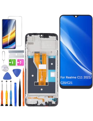 HLYGZX Ersatz Display für Realme C11 2021 LCD Bildschirm, für Realme C20 / C21 Display Bildschirm Touch Digitizer Assembly Reparaturteile Kit(Schwarz mit Rahmen) von HLYGZX