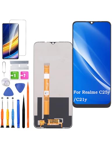 HLYGZX Ersatz Display für Realme C25y / C21y LCD Bildschirm, RMX3265 RMX3269 RMX3263 Display Bildschirm Touch Digitizer Assembly Reparaturteile Kit von HLYGZX