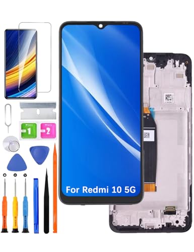 HLYGZX Ersatz Original Display für Xiaomi Redmi 10 5G / Note 11e LCD Bildschirm, 22041219G 22041219NY Display Bildschirm Touch Digitizer Assembly Reparaturteile Kit(Schwarz mit Rahmen) von HLYGZX