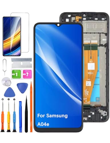 HLYGZX Ersatz Display für Samsung Galaxy A04e LCD-Bildschirm, A042F A042F/DS A042M A042M/DS Bildschirm LCD Display Touch Digitizer Assembly Reparaturteile Kit(Schwarz mit Rahmen) von HLYGZX