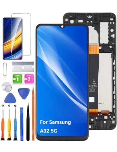Ersatz Original Display für Samsung Galaxy A32 5G LCD-Bildschirm, A326B A326BR A326U A326W A326K Bildschirm LCD Display Touch Digitizer Assembly Reparaturteile Kit(Ohne für A32 4G,Schwarz mit Rahmen) von HLYGZX