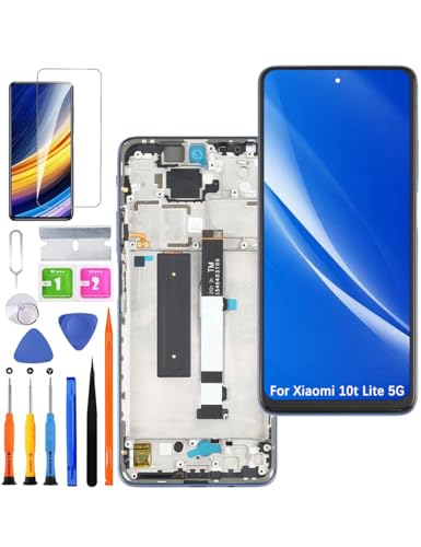 HLYGZX Ersatz Display für Xiaomi Mi 10t Lite 5G LCD Bildschirm, M2007J17G Display Bildschirm Touch Digitizer Assembly Reparaturteile Kit(Schwarz mit Rahmen) von HLYGZX