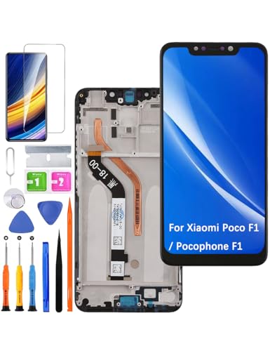 HLYGZX Ersatz Display für Xiaomi Poco F1 LCD Bildschirm, für Xiaomi Pocophone F1 Display Bildschirm Touch Digitizer Assembly Reparaturteile Kit(Schwarz mit Rahmen) von HLYGZX