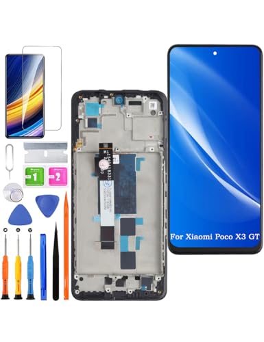HLYGZX Ersatz Display für Xiaomi Poco X3 GT LCD Bildschirm, 21061110AG Display Bildschirm Touch Digitizer Assembly Reparaturteile Kit(Schwarz mit Rahmen) von HLYGZX