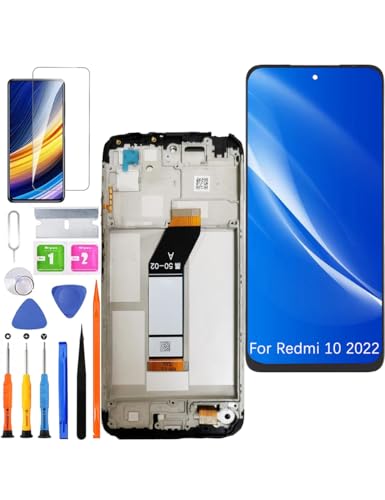 HLYGZX Ersatz Original Display für Xiaomi Redmi 10 2022 LCD Bildschirm, 21121119SG 22011119UY Display Bildschirm Touch Digitizer Assembly Reparaturteile Kit(Schwarz mit Rahmen) von HLYGZX
