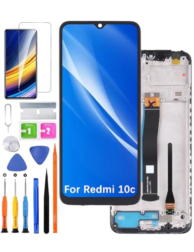 HLYGZX Ersatz Original Display für Xiaomi Redmi 10c LCD Bildschirm, 220333QAG 220333QBI Display Bildschirm Touch Digitizer Assembly Reparaturteile Kit(Schwarz mit Rahmen) von HLYGZX