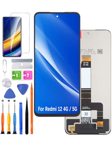 HLYGZX Ersatz Original Display für Xiaomi Redmi 12 4G 5G LCD Bildschirm, 23053RN02A 23053RN02Y Display Bildschirm Touch Digitizer Assembly Reparaturteile Kit von HLYGZX