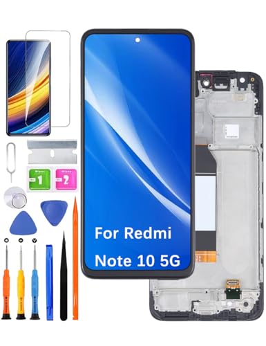 HLYGZX Ersatz Original Display für Xiaomi Redmi Note 10 5G / Note 10T 5G LCD Bildschirm, für Xiaomi Poco M3 Pro 5G Display Bildschirm Touch Digitizer Assembly Reparaturteile Kit(Schwarz mit Rahmen) von HLYGZX