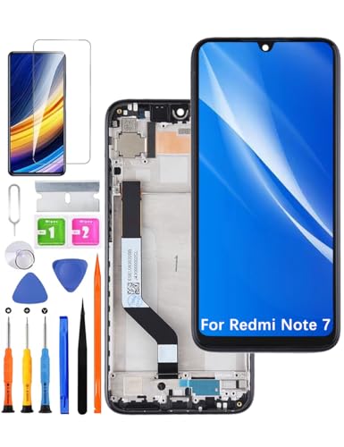 HLYGZX Ersatz Original Display für Xiaomi Redmi Note 7 LCD Bildschirm, für Redmi Note 7 Pro Display Bildschirm Touch Digitizer Assembly Reparaturteile Kit(Schwarz mit Rahmen) von HLYGZX