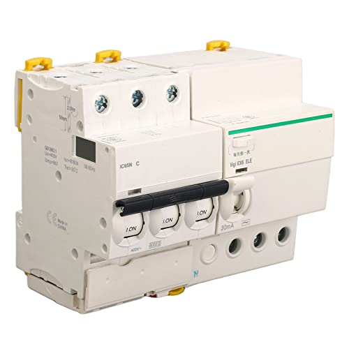 HMCOCOOFM Stromschutzschalter, sicherer AC 400 V PA66 Gehäuse-Auslaufschutz-Luftschalter for Stromverteilungs-Drucktastenschalter (Color : 63a) von HMCOCOOFM
