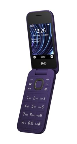 HMD 2660 Flip Klapphandy (2,8" Hauptdisplay, 1,77" Zweitdisplay, 4G + 4G, Bluetooth, 128 MB, 1450mAh Akku, FM Radio, MP3 Player, 0,3 MP Kamera) Purple von HMD