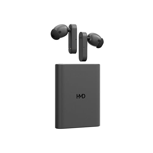 HMD Amped Buds kabellose Bluetooth In-Ear-Kopfhörer mit integrierter Powerbank (Hybrid ANC, ENC, bis zu 95 Stunden Wiedergabezeit, USB-C, IP54) Black von HMD