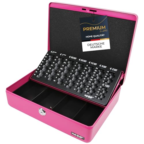 HMF 10015-15 Geldkassette abschließbar mit Münzzählbrett | 30 x 24 x 9 cm | Pink von HMF