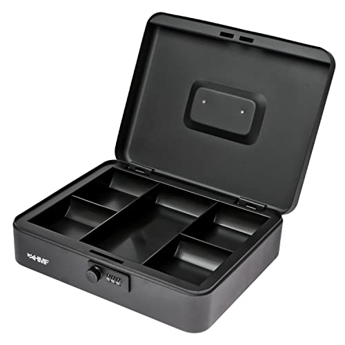 HMF 10017-02 Geldkassette abschließbar mit Zahlenschloss | 30 x 24 x 9 cm | Schwarz von HMF