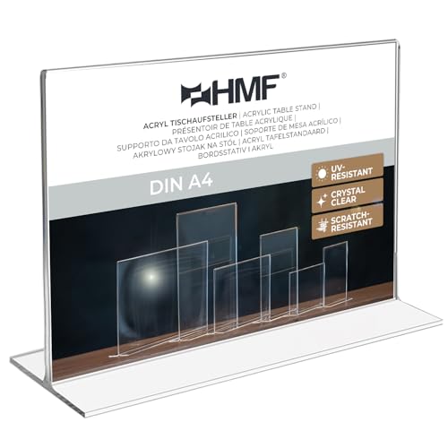 HMF 46925 Acryl Tischaufsteller gerade | DIN A4 Querformat | Glasklar von HMF