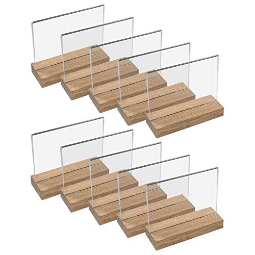 HMF 46943 Acryl Tischaufsteller mit Holzfuß | 10 Stück | DIN A5 Querformat | Glasklar von HMF