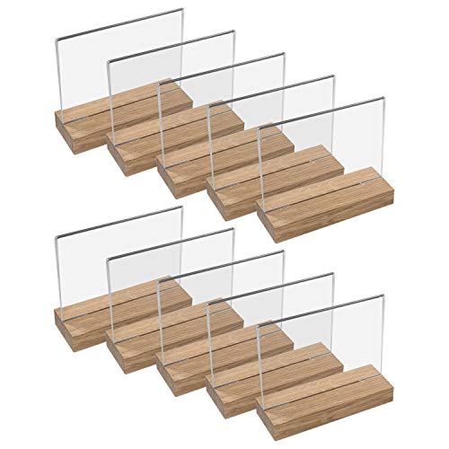HMF 46943 Acryl Tischaufsteller mit Holzfuß | 10 Stück | DIN A5 Querformat | Glasklar von HMF