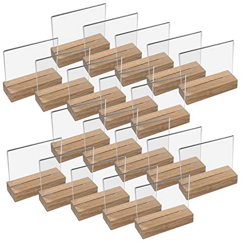 HMF 46943 Acryl Tischaufsteller mit Holzfuß | 20 Stück | DIN A5 Querformat | Glasklar von HMF