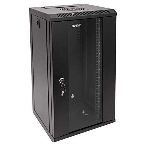 HMF 63312-02 Serverschrank 10 Zoll, 12 HE, Netzwerkschrank, Wandschrank, 10", 31,2 x 30 x 61,6 cm, Voll Montiert, schwarz von HMF