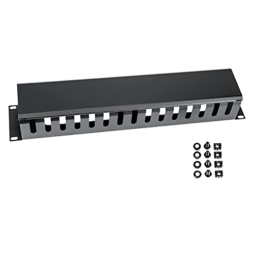 HMF 65452-02 Kabelmanagement mit Abdeckung für Serverschrank | 19 Zoll | 2 HE | Schwarz von HMF