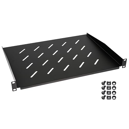 HMF 65499 Fachboden für Serverschrank | 19 Zoll | 1 HE | 350 mm Tiefe | Schwarz von HMF