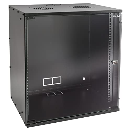 HMF 65712-02 Netzwerkschrank, Serverschrank 19 Zoll | 12 HE | 400 mm Tiefe | Glastür | Schwarz von HMF