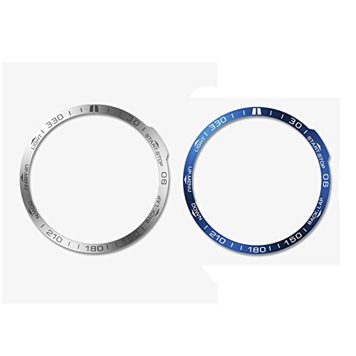 HMHAMA 2 Pack Watch Bezel Fits for Garmin Fenix 7 Bezel Ring, Stainless Steel Anti Scratch Collision Protection Bezel Styling Loop for Smart Watches - Silver + Blue von HMHAMA