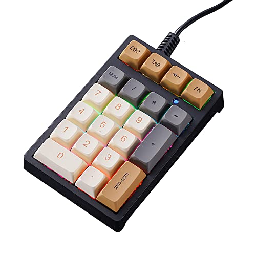 HMHAMA Mechanische Ziffernblock USB Mini Kabel 21 Tasten Blau Schalter Numpad Hintergrundbeleuchtung Tastatur erweiterte Layout von HMHAMA