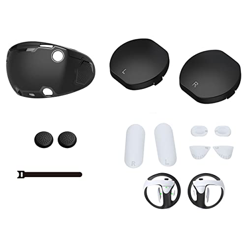 HMHAMA VR Schutzhülle Case Cover Set Kompatibel für PS VR2, VR Headset Silikon Case Shell Lens Cover Controller Rutschfeste Silikon Pads Rocker Cap von HMHAMA