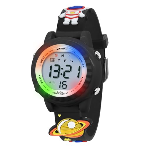 HMJIA 3D Cartoon Design Armbanduhr für Kinder Jungen und Mädchen 3ATM Wasserdicht Kinderuhr mit Wecker/Datum/Stoppuhr/LED (LED Schwarzer Raum) von HMJIA
