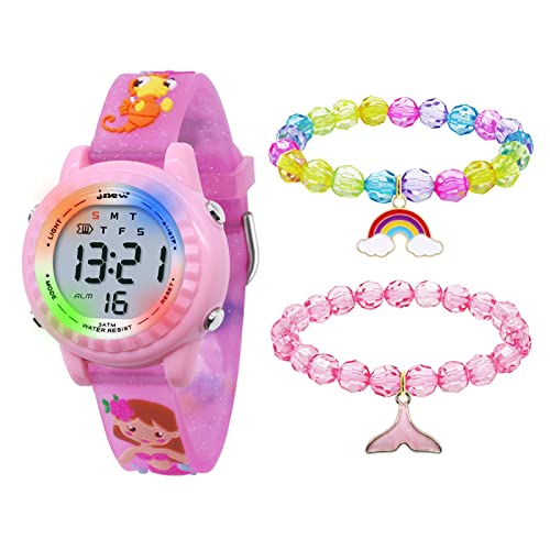 HMJIA 3D Cartoon Design Armbanduhr für Kinder Jungen und Mädchen 3ATM Wasserdicht Kinderuhr mit Wecker Datum Stoppuhr LED von HMJIA