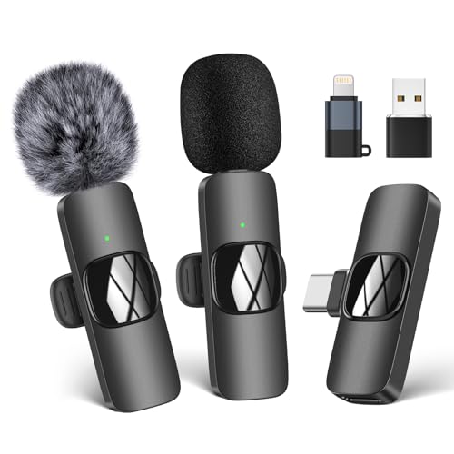 HMKCH Kabelloses Lavalier Mikrofon für Handy/iPhone/Computer, Wireless USB C Ansteckmikrofon für Videoaufnahmen, Vlog, TikTok, YouTube, Rauschunterdrückung, Plug-Play Clip on Microphone von HMKCH
