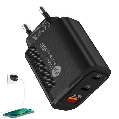HMLTD USB-Ladeadapter | Ladegerät Kopf USB | Typ-C QC3.0 2PD 40W Telefon-Ladeblock feuerfest für Haushalt, Auto, Handy, Powerbank von HMLTD