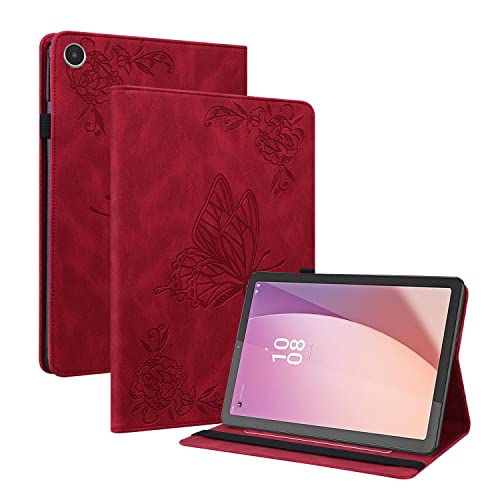 Magnetische Klapphülle für Lenovo Tab M8 TabM8 (HD) (4. Generation) TB-8505X Tablets, leichtes und dünnes Klappetui aus Leder, Rot von HMLTD